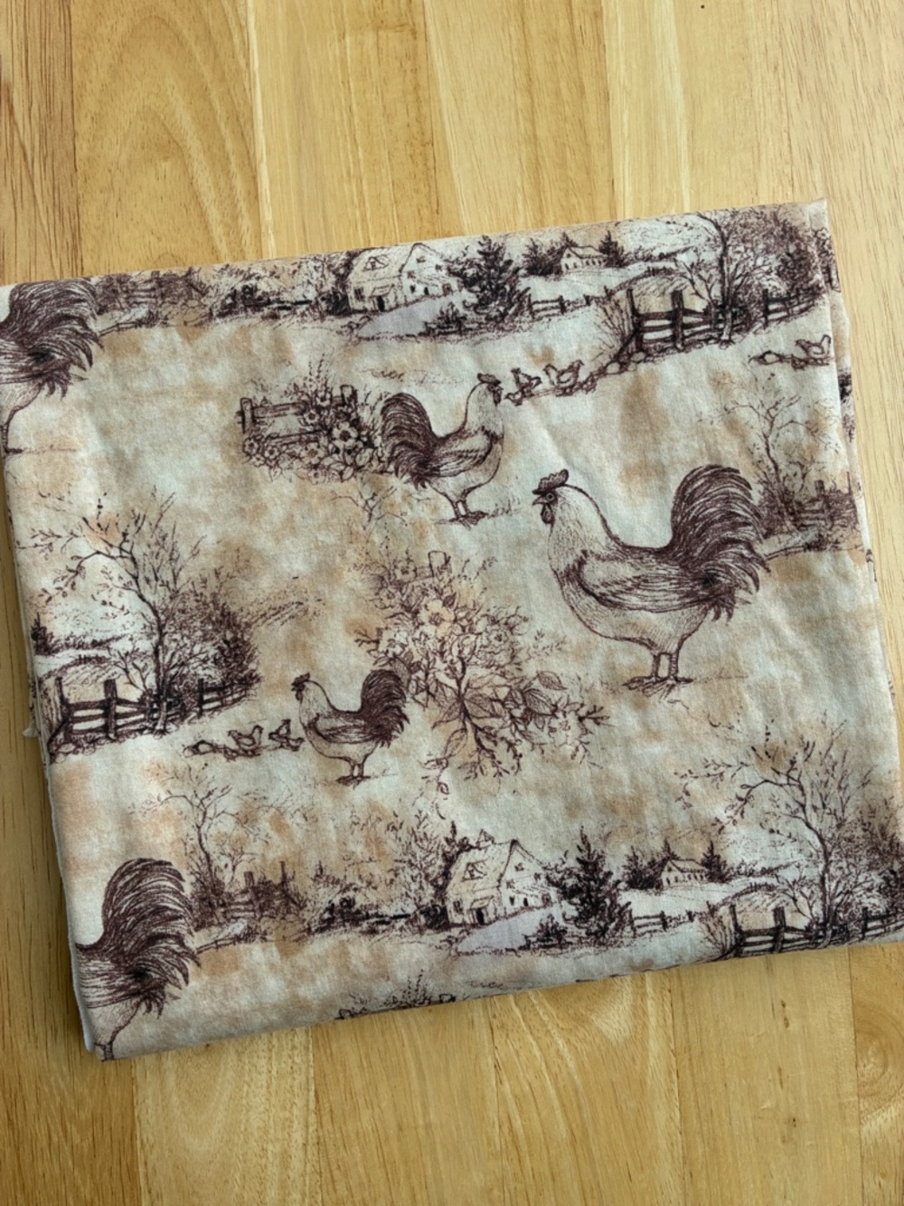 Susan Winget “Sketched Roosters” Rooster Toile Farmhouse Fabric - Beige &  Brown